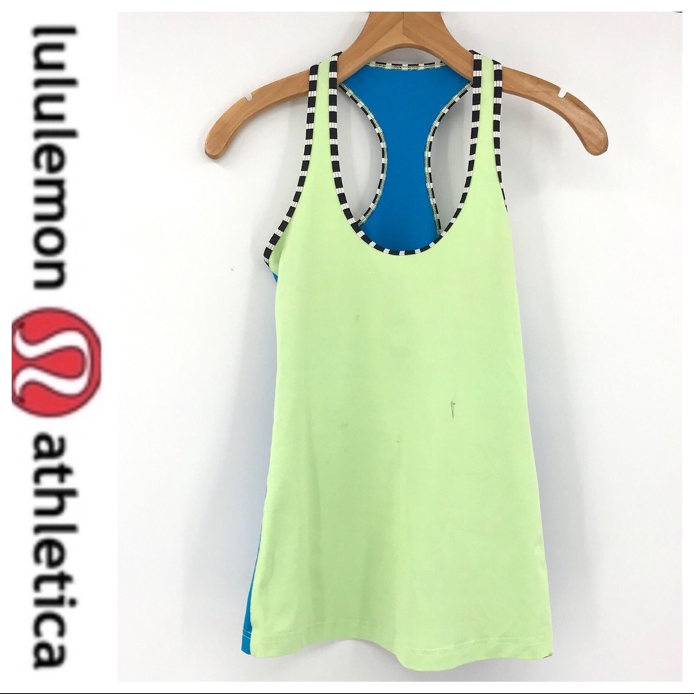 💕SALE💕 Lululemon Rare Yellow Blue Cool Racerback - Picture 1 of 6
